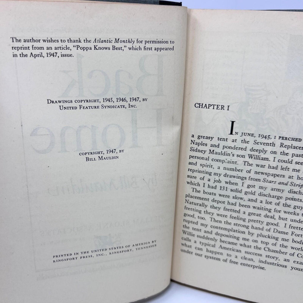 Back Home By Bill Mauldin Hardcover
