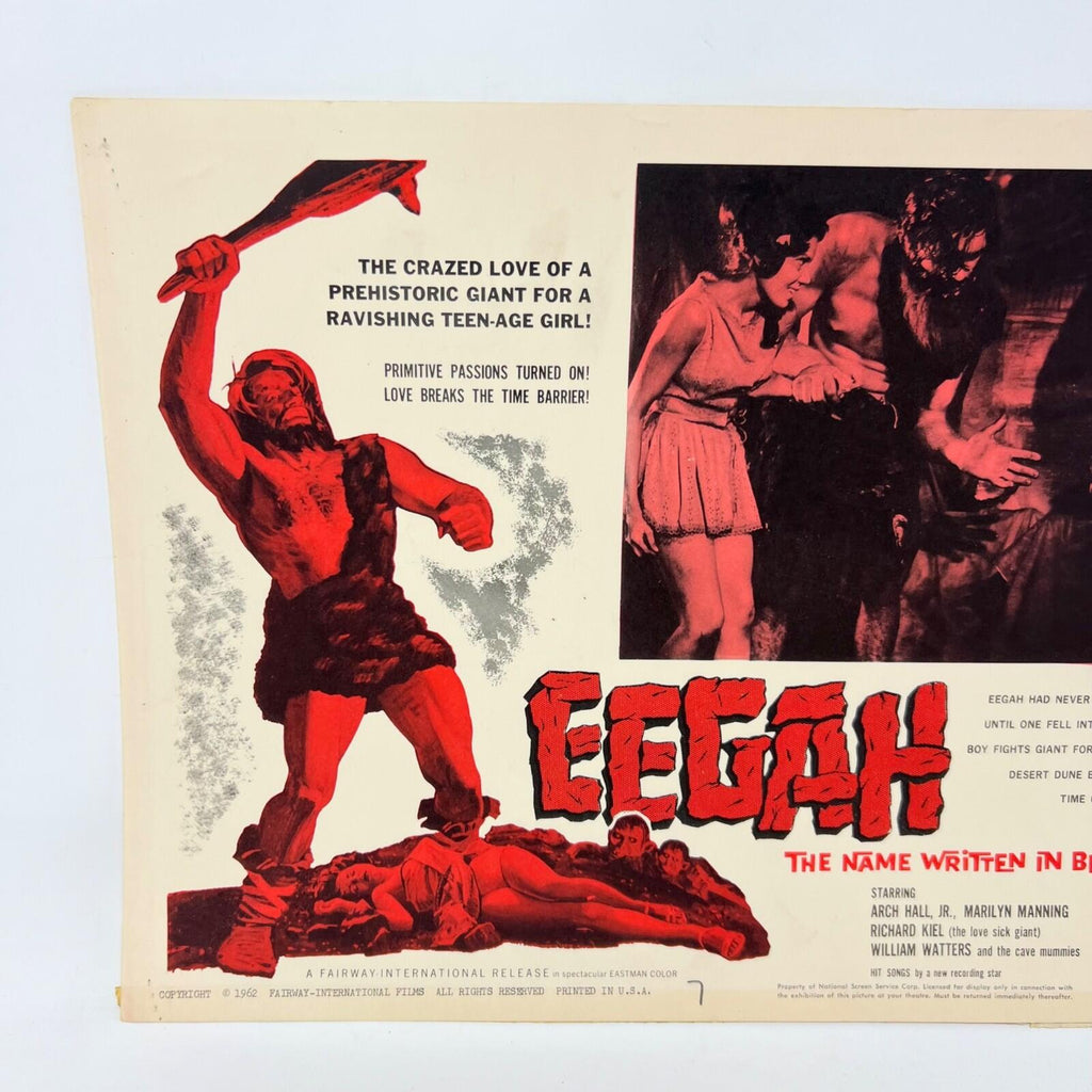 1962 Eegah the name written in blood Collectible movie Lobby Card No.7
