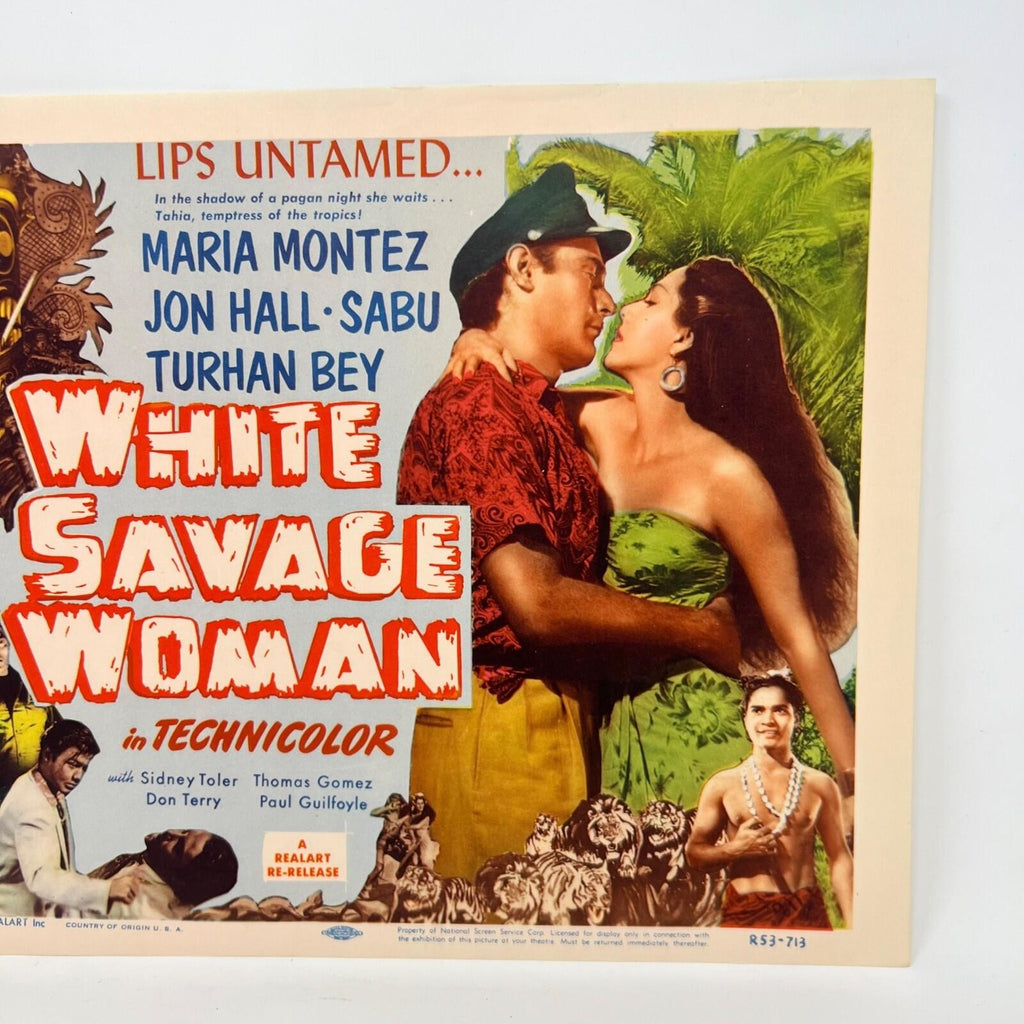 1953 White Savage Woman in Technicolor Movie Lobby Card (A)