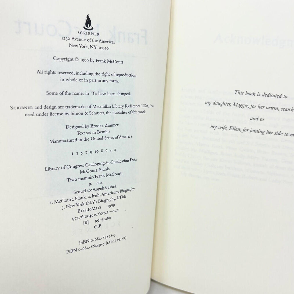 1999 'Tis: a Memoir FRANK MCCOURT Hardcover