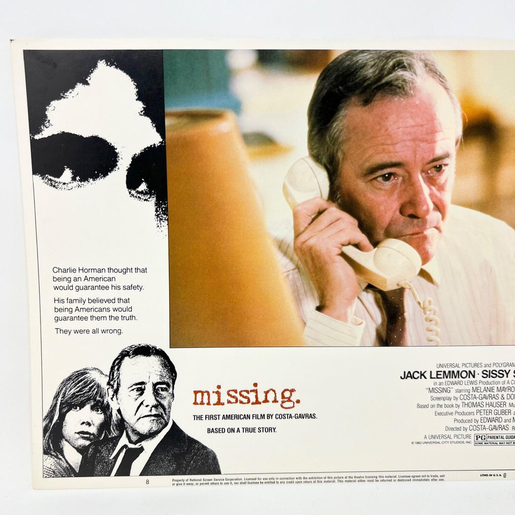 1982 Vintage Missing Lobby Card Movie Poster No.8