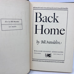 Back Home By Bill Mauldin Hardcover