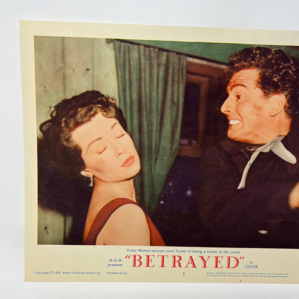 1962 Betrayed Lobby Card Movie Poster No.3
