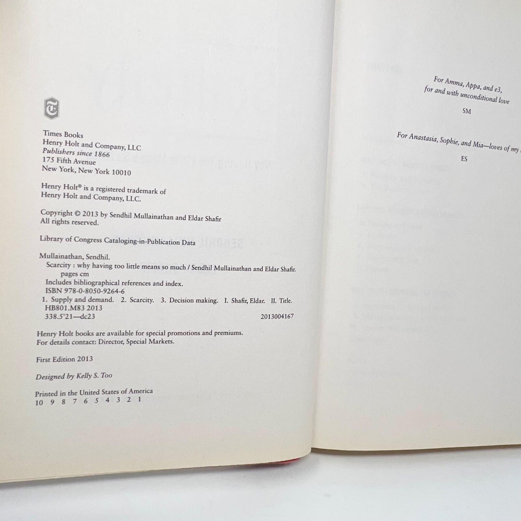 Scarcity Why Having Too Little Means So Much Hardcover