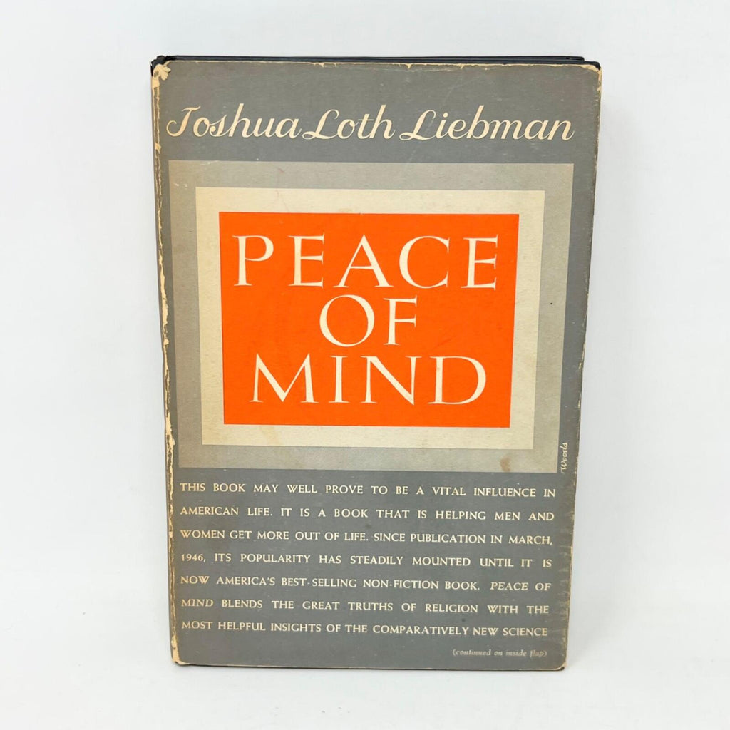 Vintage Peace of Mind Joshua Loth Liebman Hardcover 10th Printing Dust Jacket