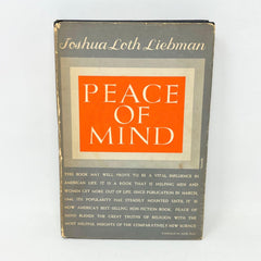 Vintage Peace of Mind Joshua Loth Liebman Hardcover 10th Printing Dust Jacket