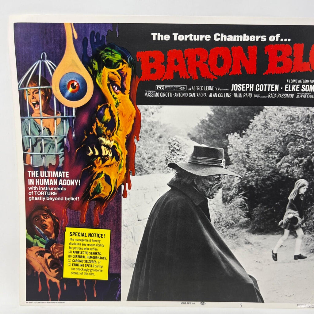 1972 The Torture Chambers Of Baron Blood Lobby Card Movie Poster No.3