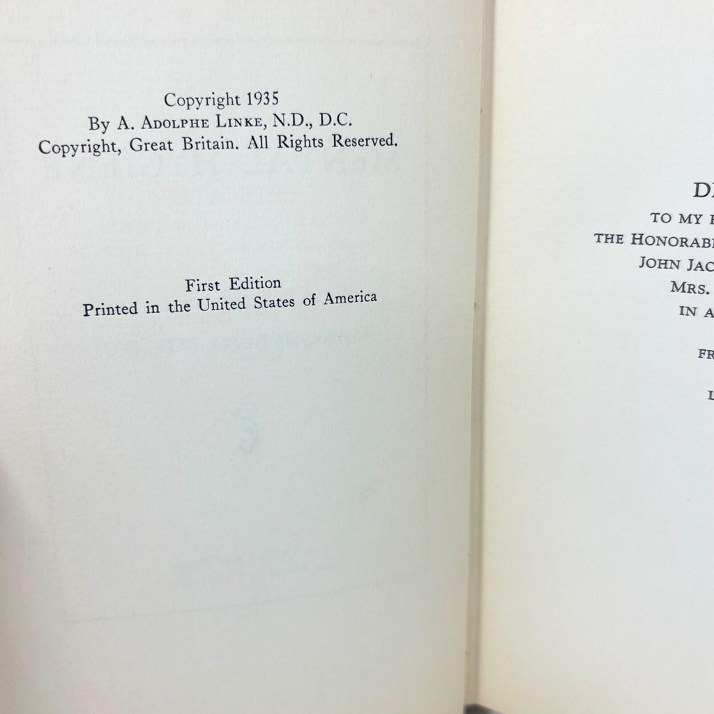 A Study in Mental Hygiene-A. Adolphe Linke Hardcover First Edition