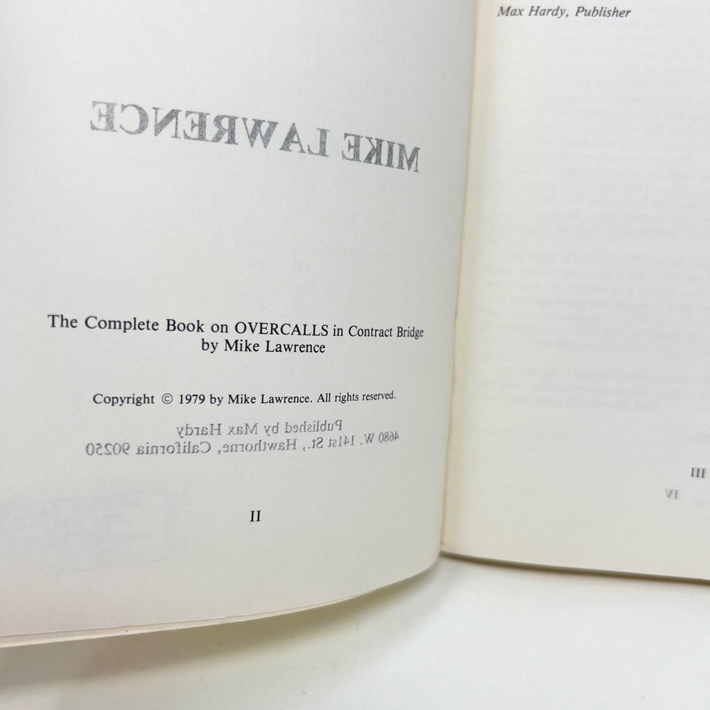 1979 The Complete Book on Overcalls in Contract Bridge Mike Lawrence