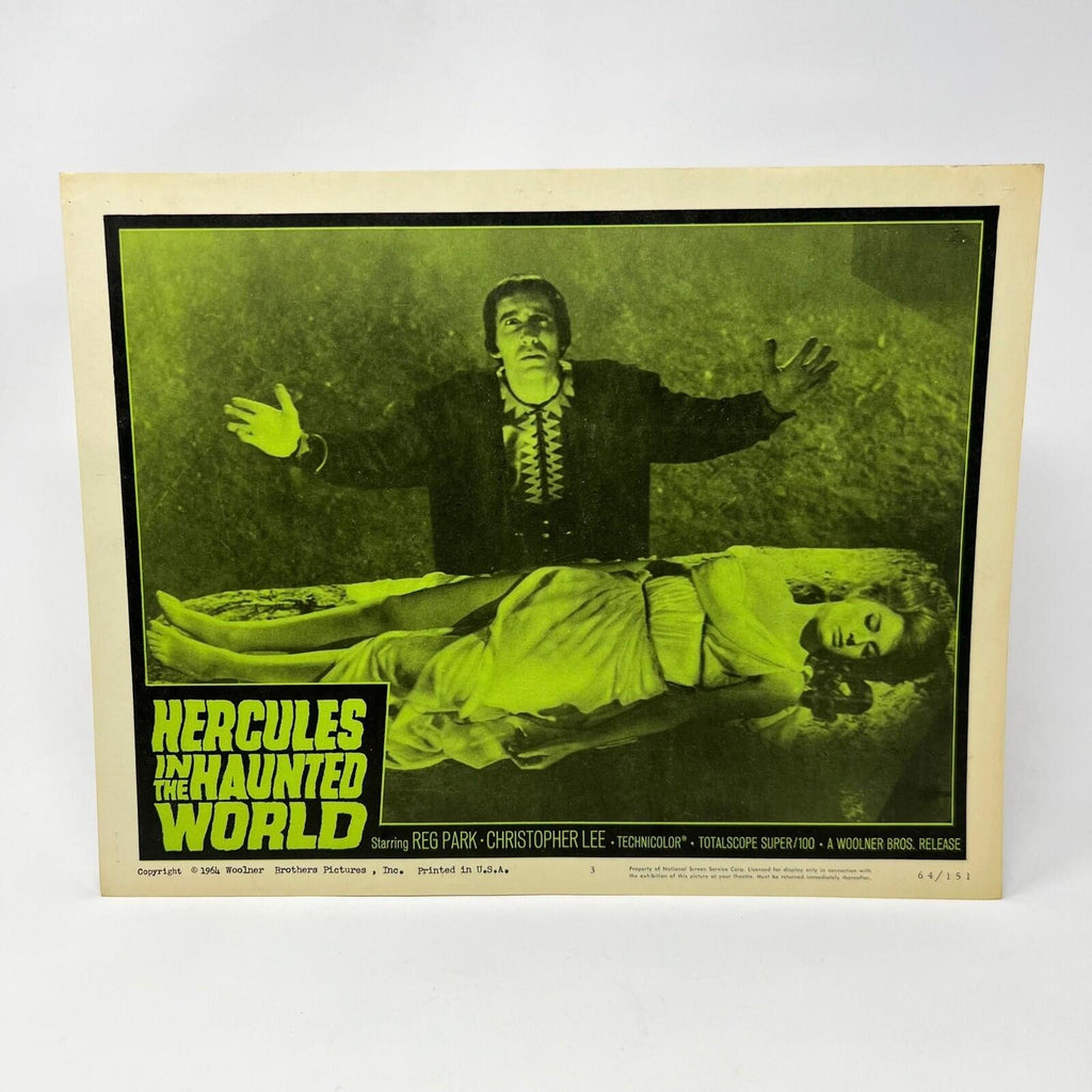 1964 Hercules in The Haunted Word Lobby Card Poster #3 Christopher Lee Reg Park