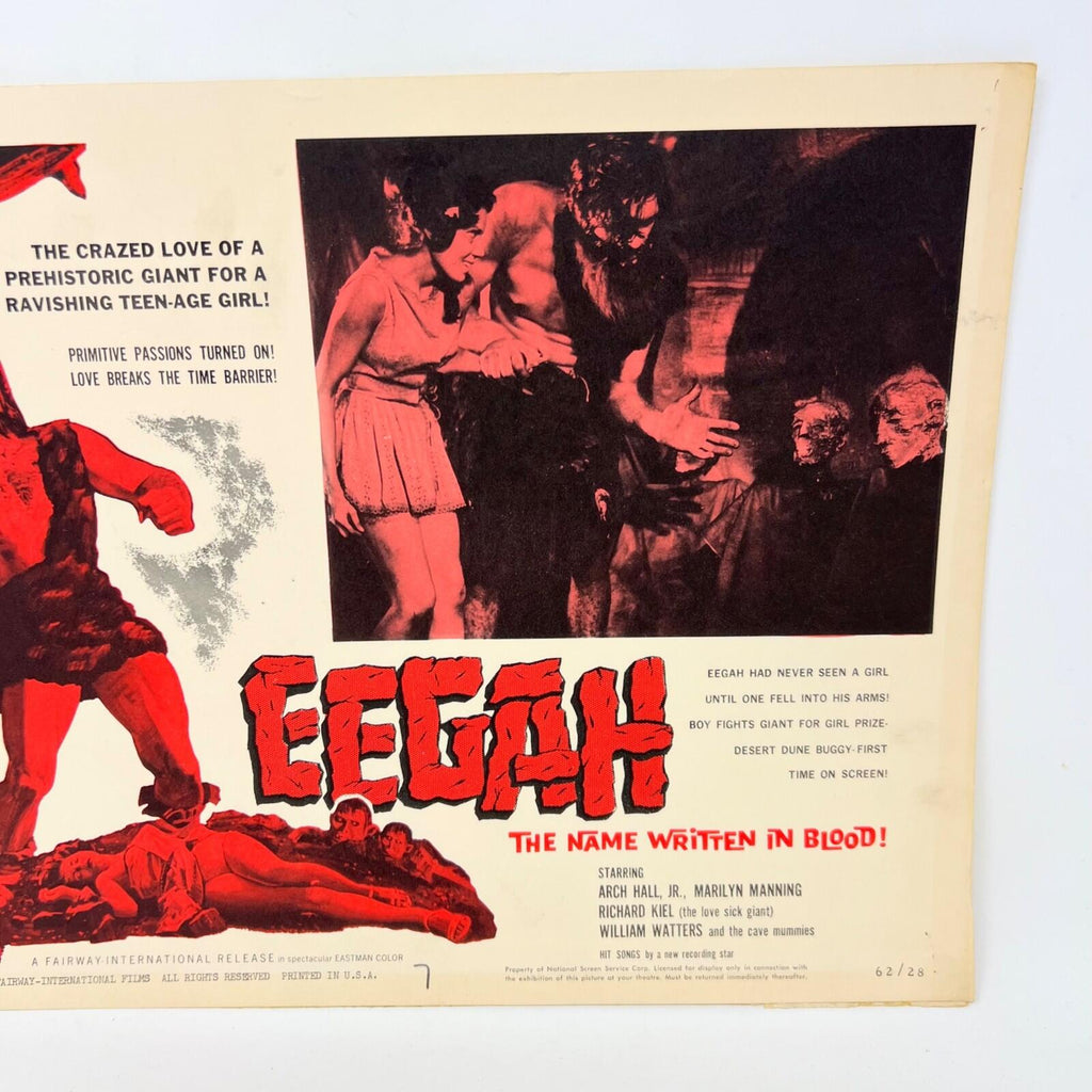 1962 Eegah the name written in blood Collectible movie Lobby Card No.7