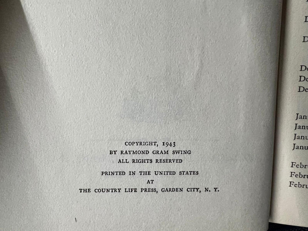 Vintage 1943 Preview Of History A Public Diary By Raymond Swing Book
