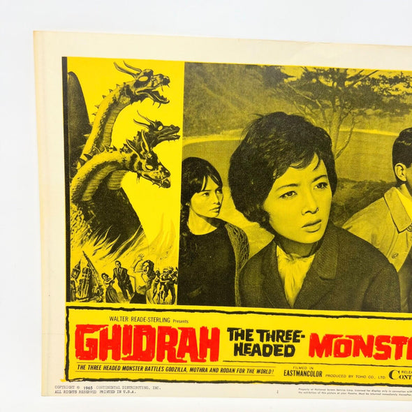 1965 Ghidrah The Three Headed Monsters Godzilla Mothra Rodan Movie Lobby Card 1