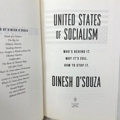 United States of Socialism: Who's Behin- Dinesh DSouza,  hardcover 1st Print
