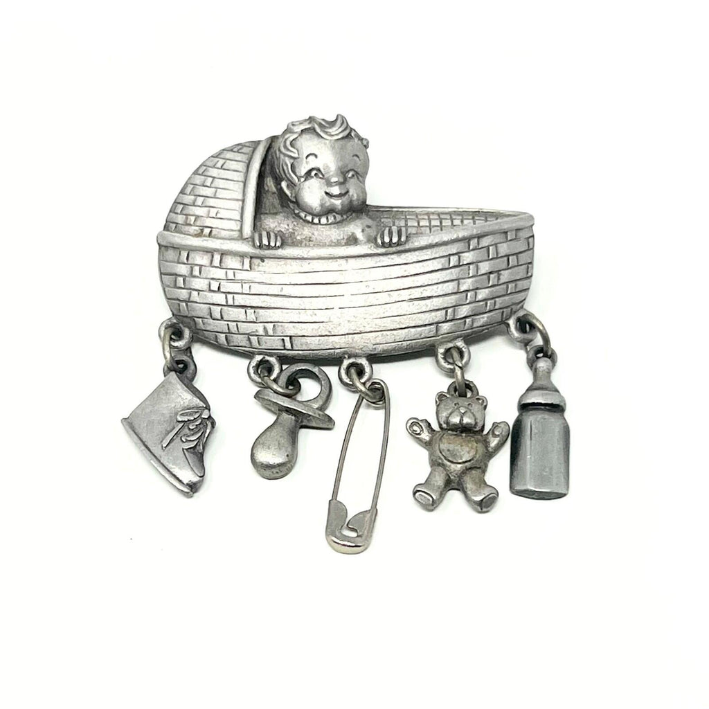 Vintage JJ Jonette Jewelry Infant Dangle Brooch Pin