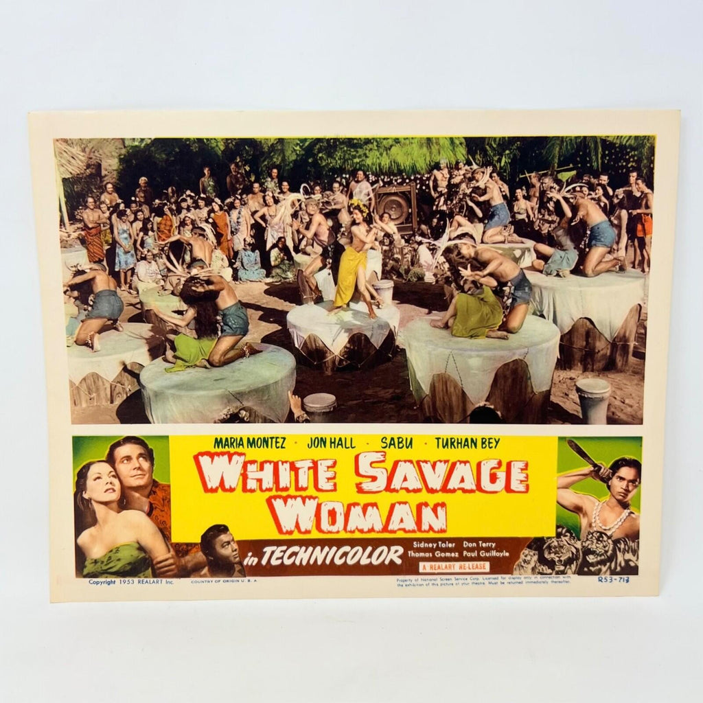 1953 White Savage Woman in Technicolor Movie Lobby Card (D)