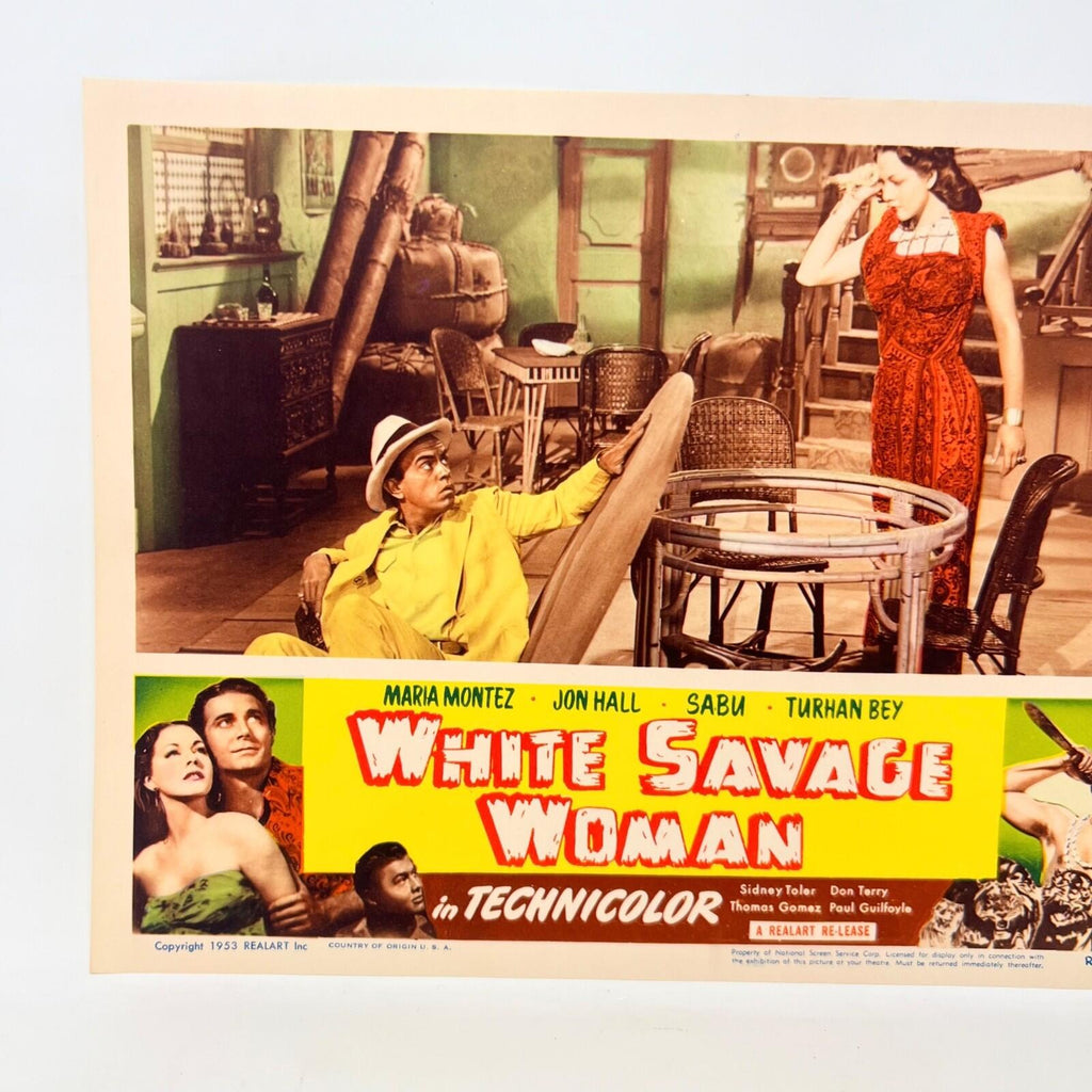 1953 White Savage Woman in Technicolor Movie Lobby Card (B)