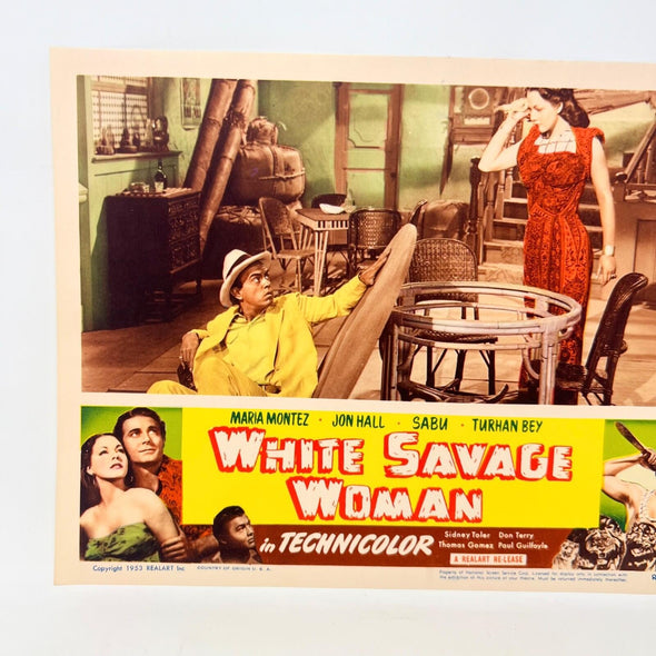 1953 White Savage Woman in Technicolor Movie Lobby Card (B)