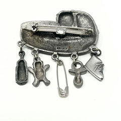 Vintage JJ Jonette Jewelry Infant Dangle Brooch Pin