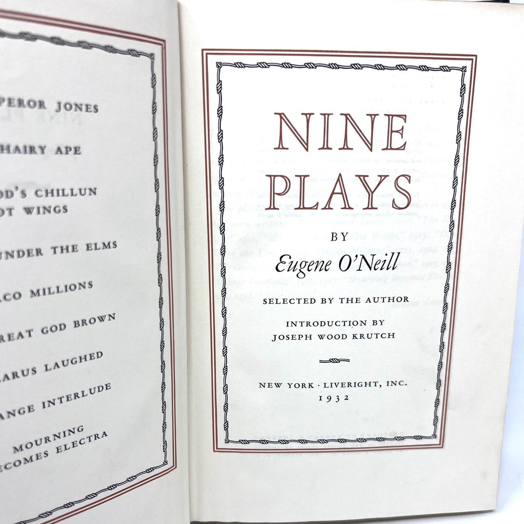 1932 Nine Plays By Eugene O'Neill Hardcover