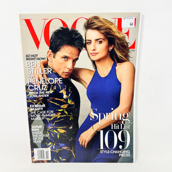 VOGUE Magazine FEBRUARY 2016 Cover BEN STILLER & PENELOPE CRUZ