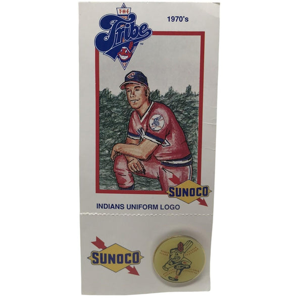1970's Vintage Sunoco Cleveland Indians The Tribe Indians Logo Enamel Pin