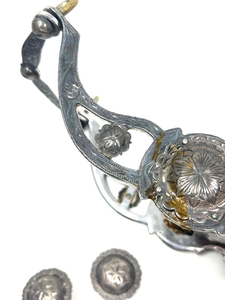 vintage Silver Fleming Horse Western Show Bit Copper Roller Equine Ring Snuffle