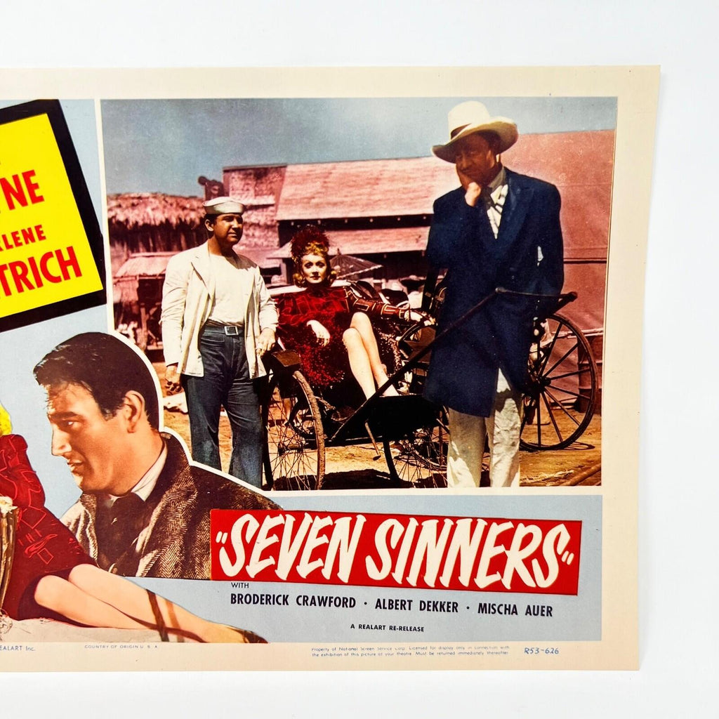 1954 Seven Sinners John Wayne Marlene Dietrich Collectible Movie Lobby Card (b)