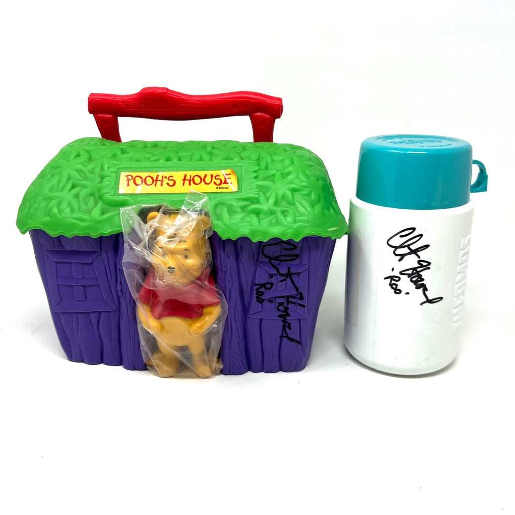 Vintage Disney Winnie The Pooh House Lunch Box & Thermo Autograph Roo Voice