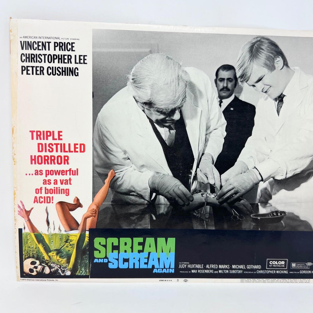 1970 Scream and Scream Again Original Movie Lobby Card 70/53 No.3