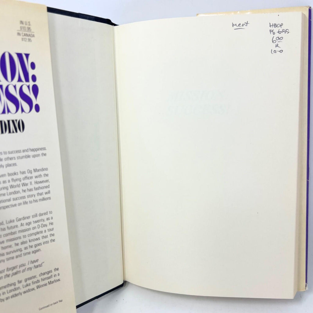 Mission: Success! By OG Mandino 1986, Hardcover First Edition HD DJ