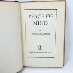 Vintage Peace of Mind Joshua Loth Liebman Hardcover 10th Printing Dust Jacket