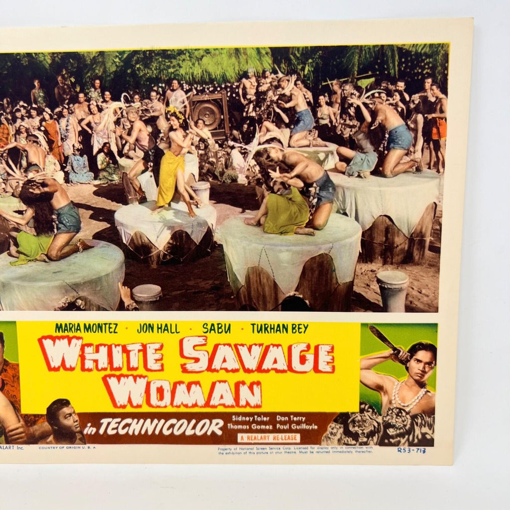 1953 White Savage Woman in Technicolor Movie Lobby Card (D)