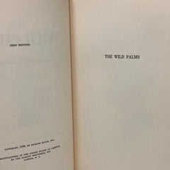 1939 The Wild Palms A Novel By William Faulkner First Printing Hardcover Book