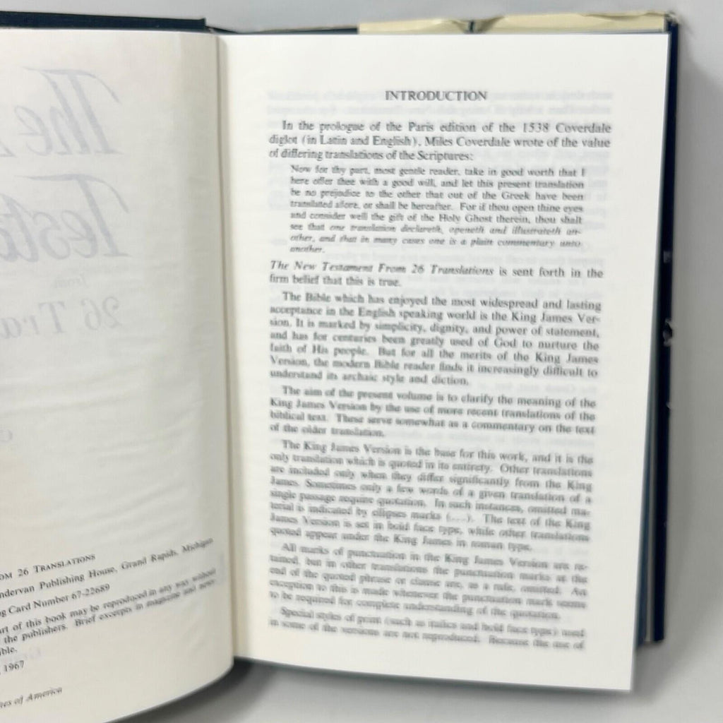 The New Testament from 26 Translations Hardcover 1967 Zondervan First Ed Book