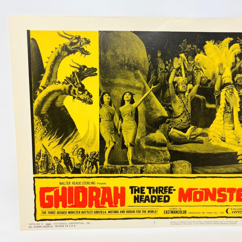 1965 Ghidrah The Three Headed Monsters Godzilla Mothra Rodan Movie Lobby Card 3