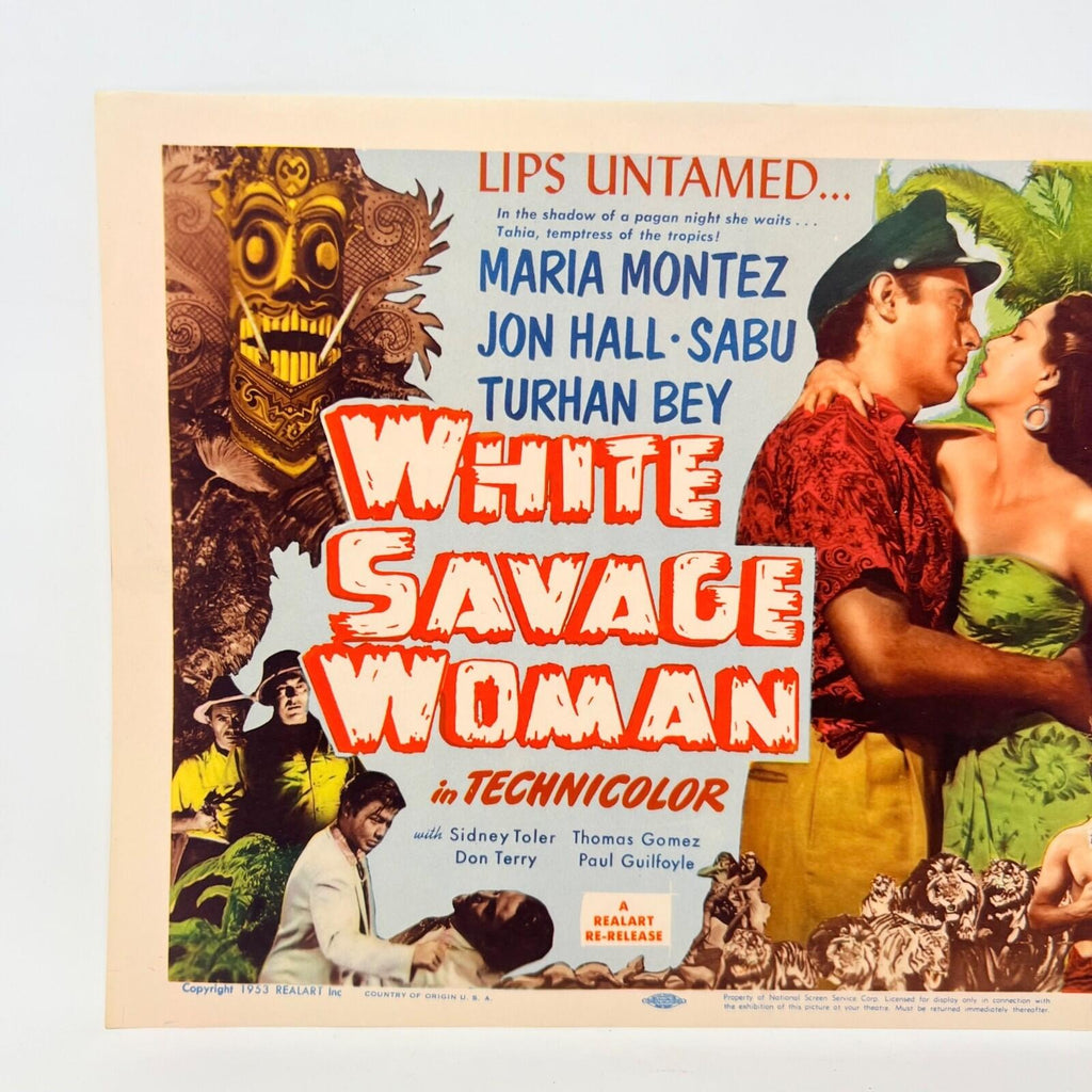 1953 White Savage Woman in Technicolor Movie Lobby Card (A)