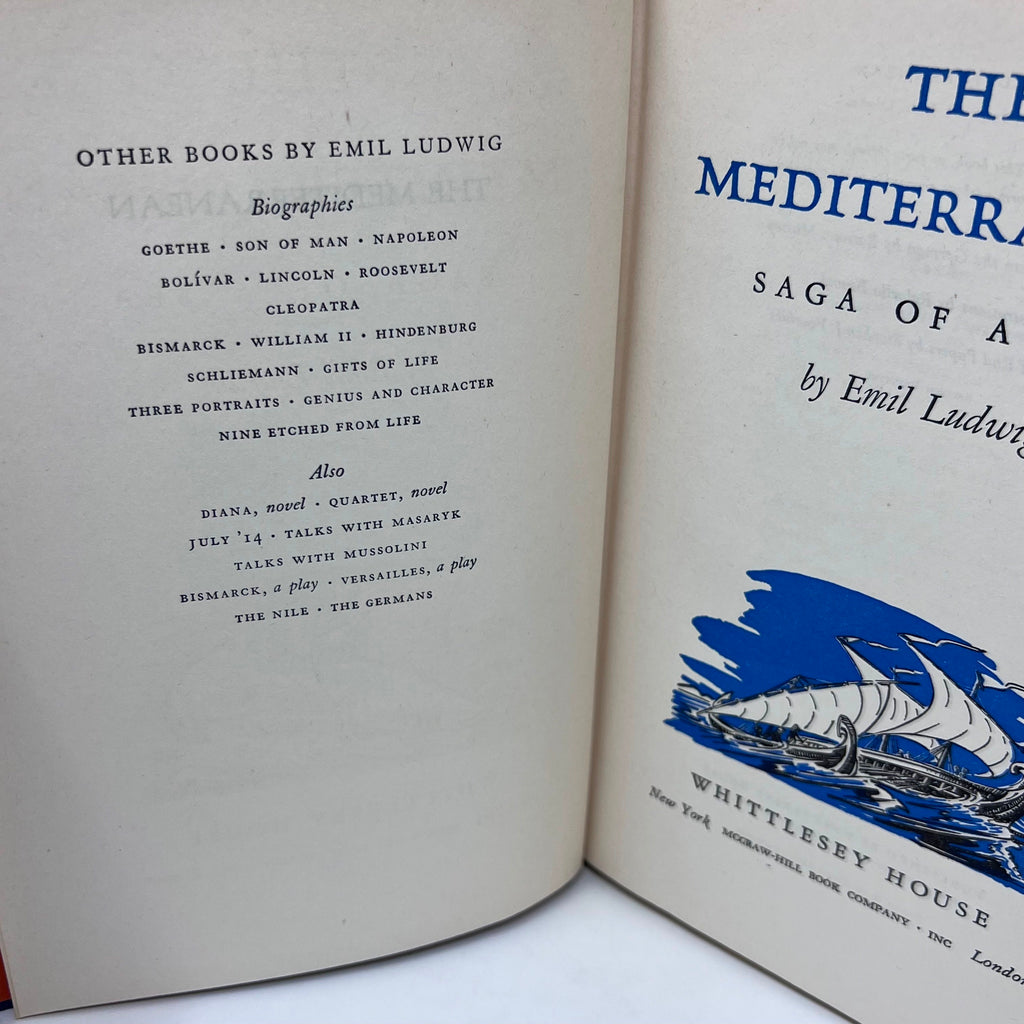 The Mediterranean Saga of A Sea By  Emil Ludwig 2nd Printing
