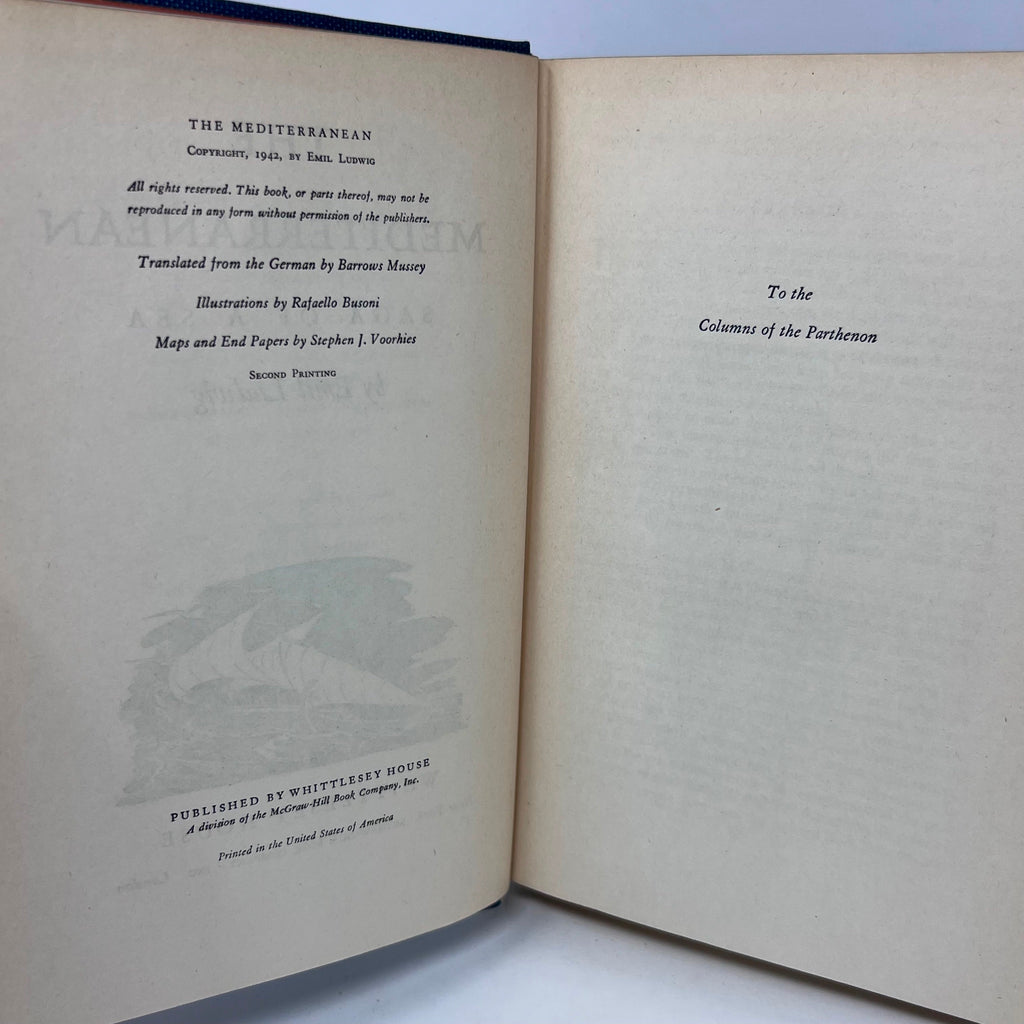 The Mediterranean Saga of A Sea By  Emil Ludwig 2nd Printing
