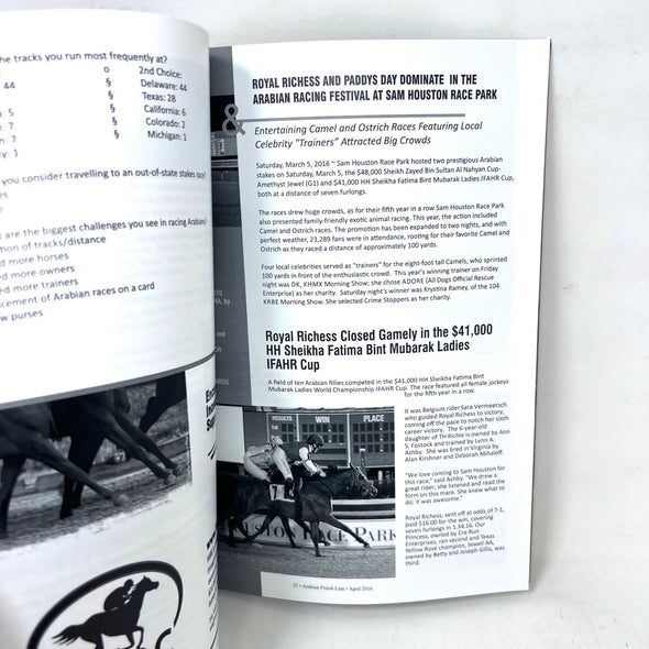 Arabian Finish Line April 2016 Arabian Horse Racings foremost Publication