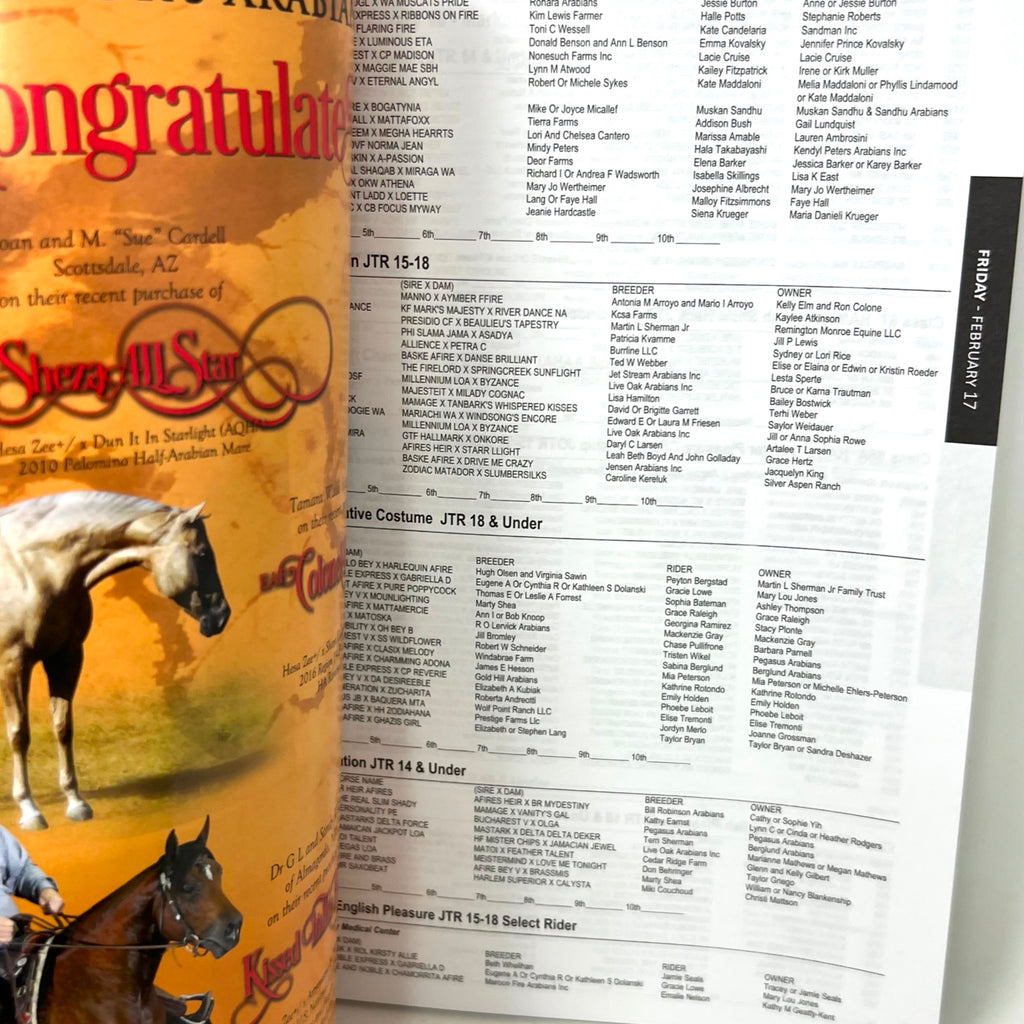 62nd Annual Scottsdale Arabian Horse Show Magazine 2017