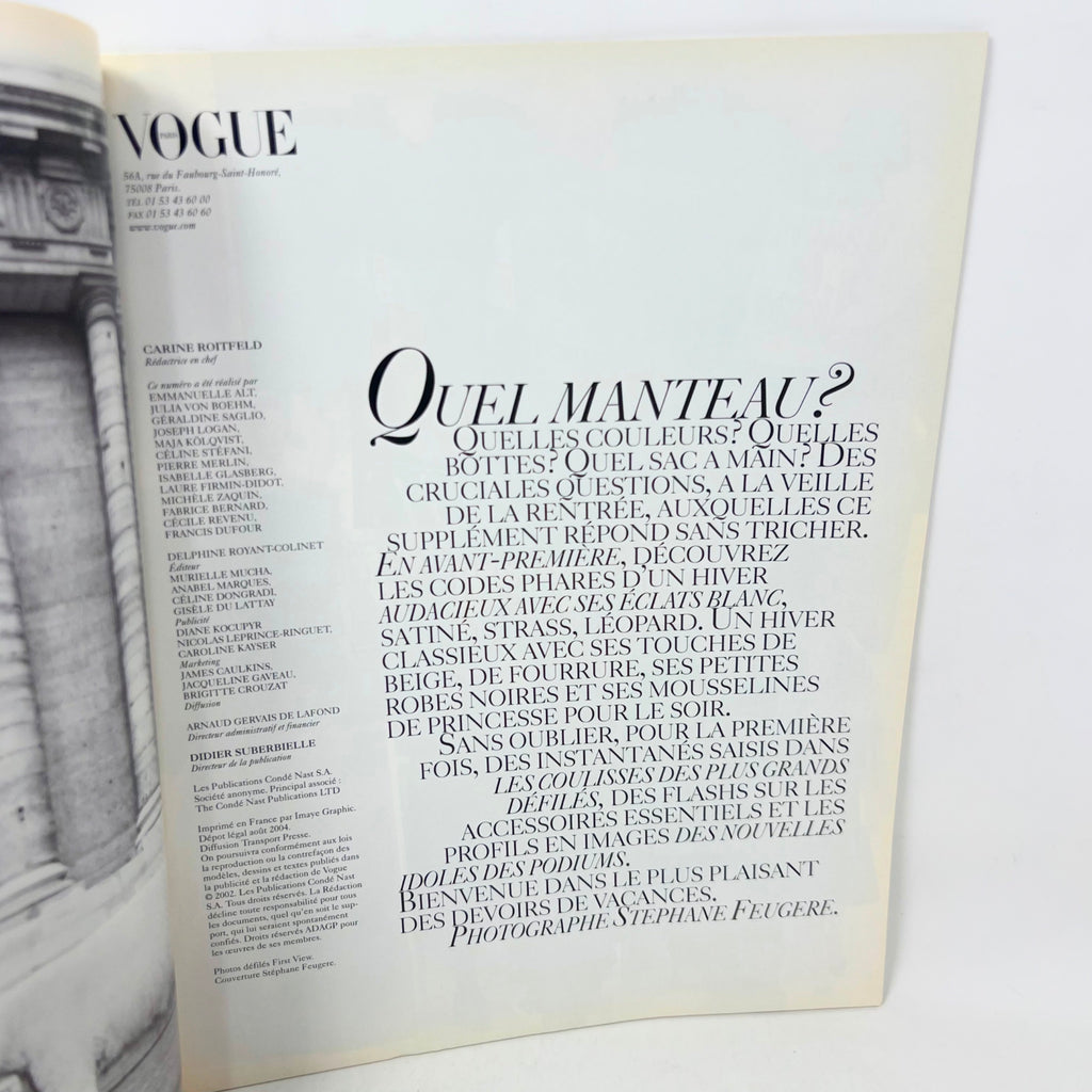 Vogue Magazine Paris Defiles Automme Hiver 2004 2005