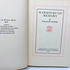 1921 Harbours OF Memory By William McFee Signed