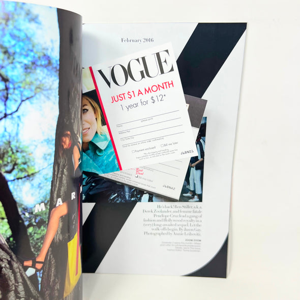 VOGUE Magazine FEBRUARY 2016 Cover BEN STILLER & PENELOPE CRUZ