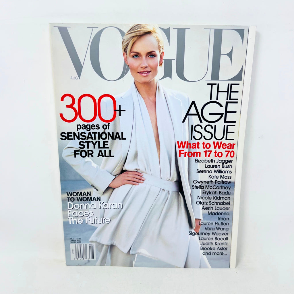 Vogue Magazine August 2001 The Age Issue Donna Karan Faces the future