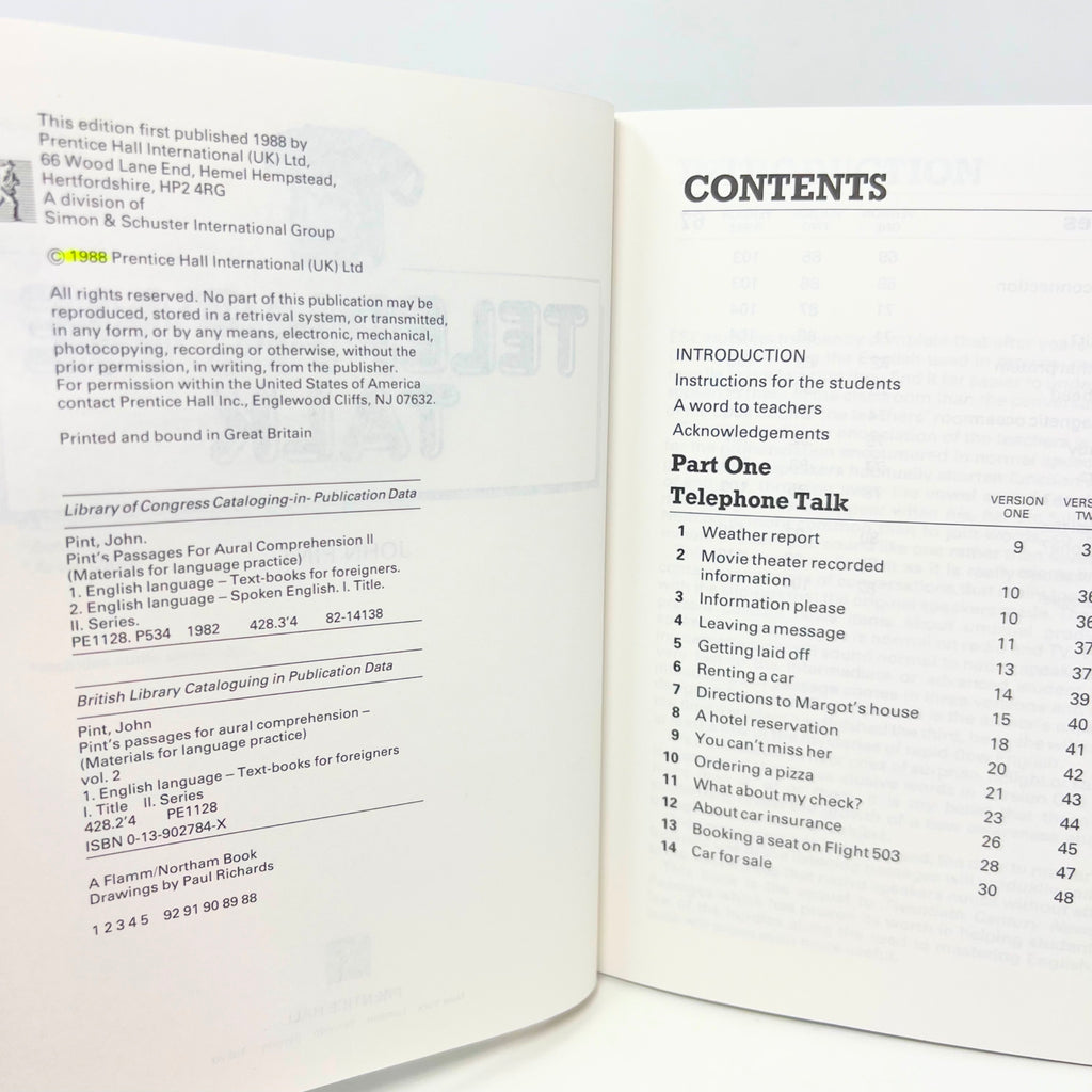 1988 Pints Passages For Aural Comprehension II Telephone Talk John Pint