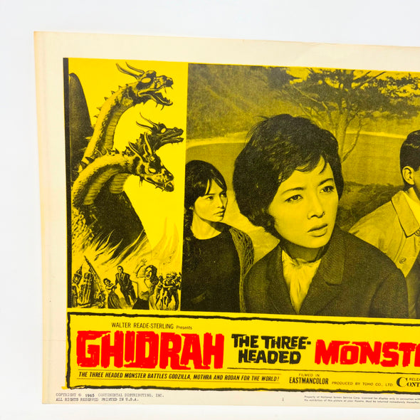 1965 Ghidrah The Three Headed Monsters Godzilla Mothra Rodan Movie Lobby Card 1
