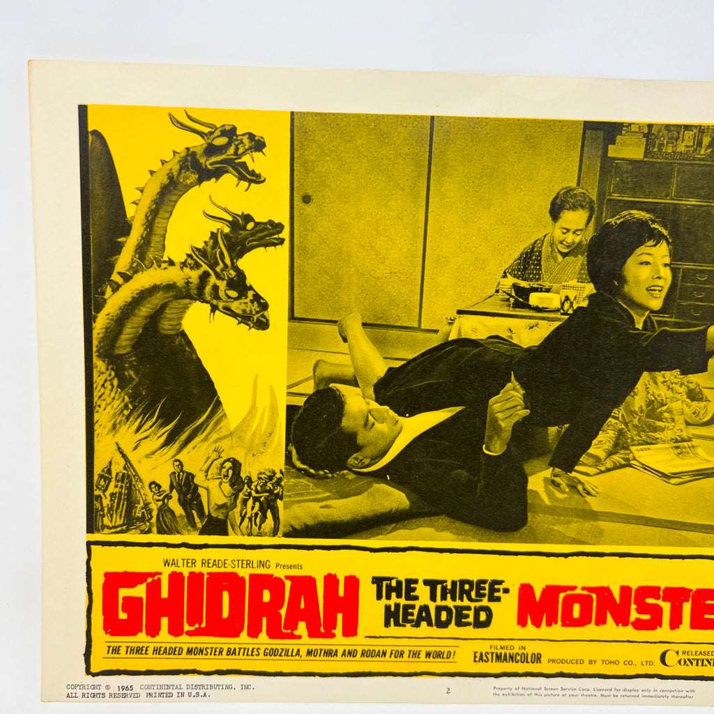 1965 Ghidrah The Three Headed Monsters Godzilla Mothra Rodan Movie Lobby Card 2