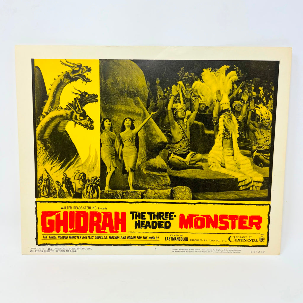 1965 Ghidrah The Three Headed Monsters Godzilla Mothra Rodan Movie Lobby Card 3