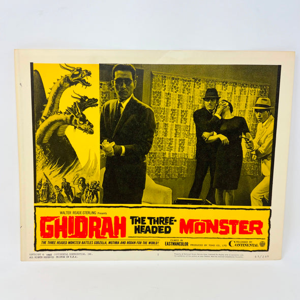 1965 Ghidrah The Three Headed Monsters Godzilla Mothra Rodan Movie Lobby Card 7